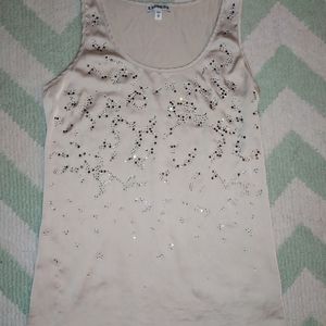 Cream w rhinestone Express tank!